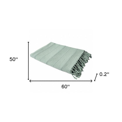 Gray Woven Cotton Striped Throw Blanket