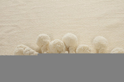 60" X 50" Cream Woven Cotton Chevron Throw Blanket with Tassels