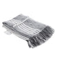 50" X 60" Gray and White Kantha Cotton Striped Throw Blanket with Embroidery