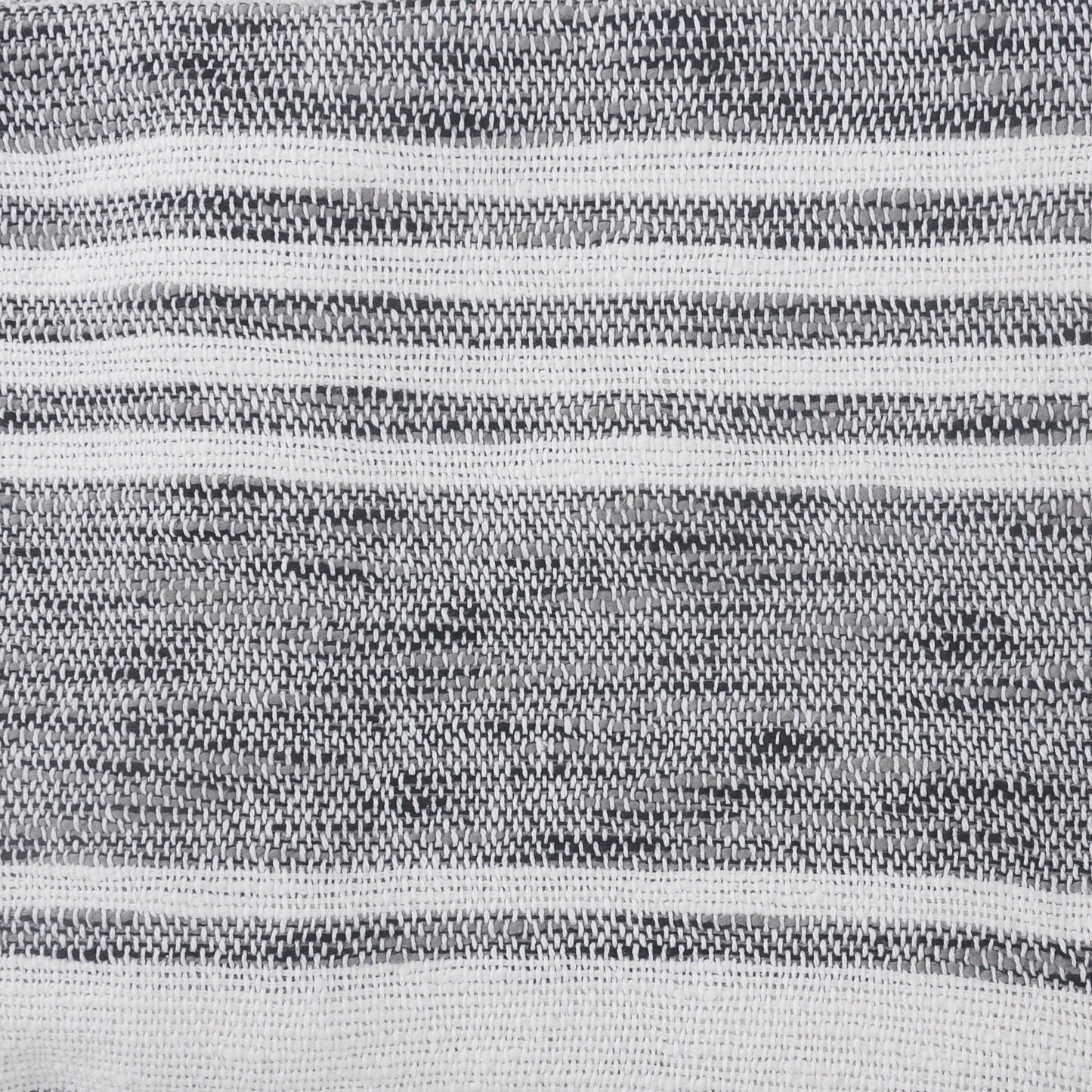 50" X 60" Gray and White Kantha Cotton Striped Throw Blanket with Embroidery