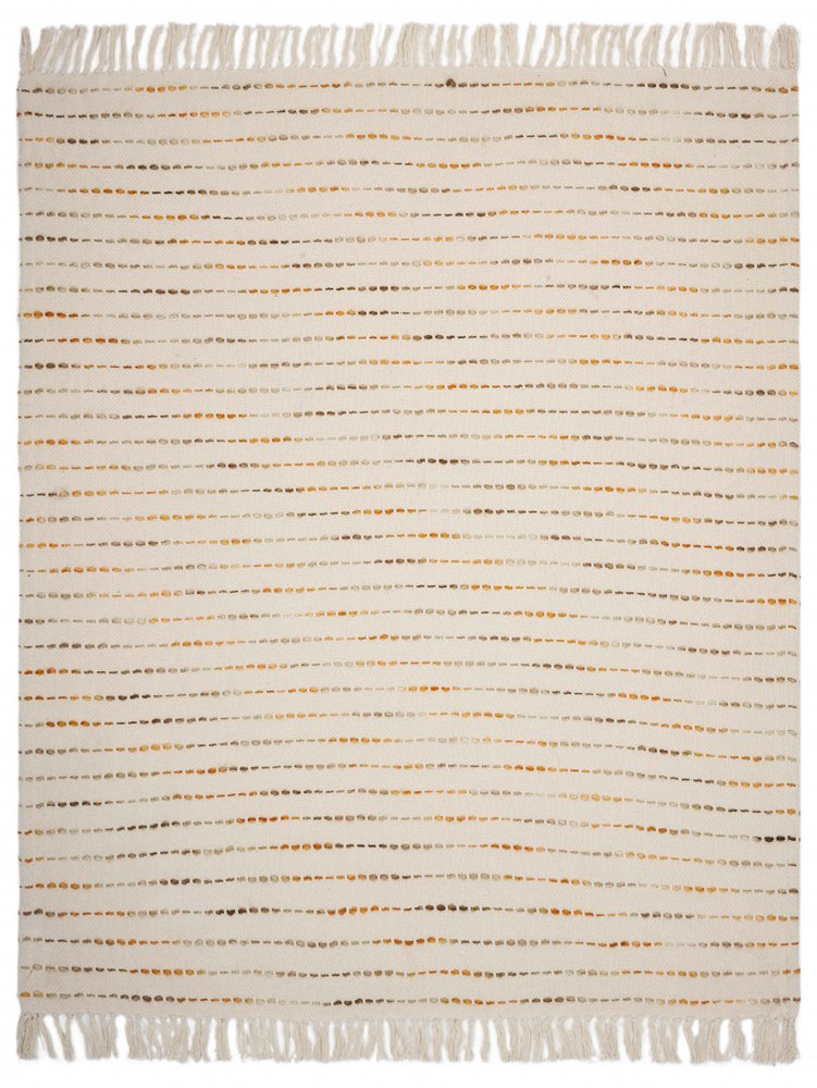 50" X 60" Cream Kantha Cotton Striped Throw Blanket with Embroidery