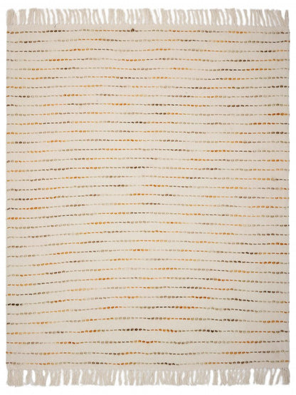 50" X 60" Cream Kantha Cotton Striped Throw Blanket with Embroidery