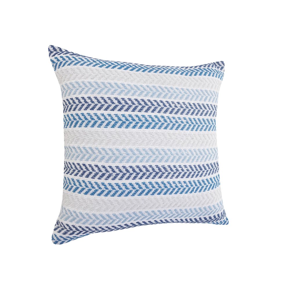 18" Green And White Chevron Cotton Throw Pillow