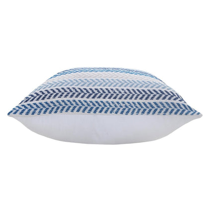 18" Green And White Chevron Cotton Throw Pillow