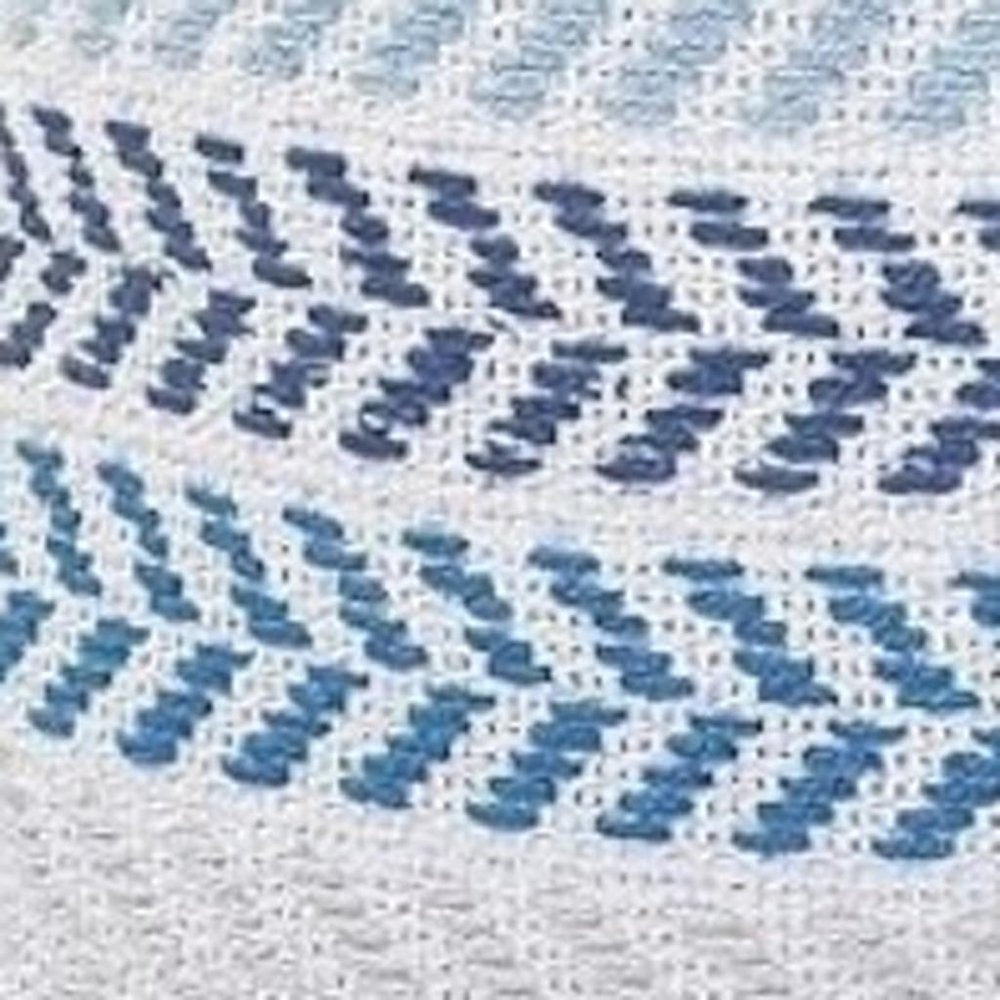 18" Green And White Chevron Cotton Throw Pillow