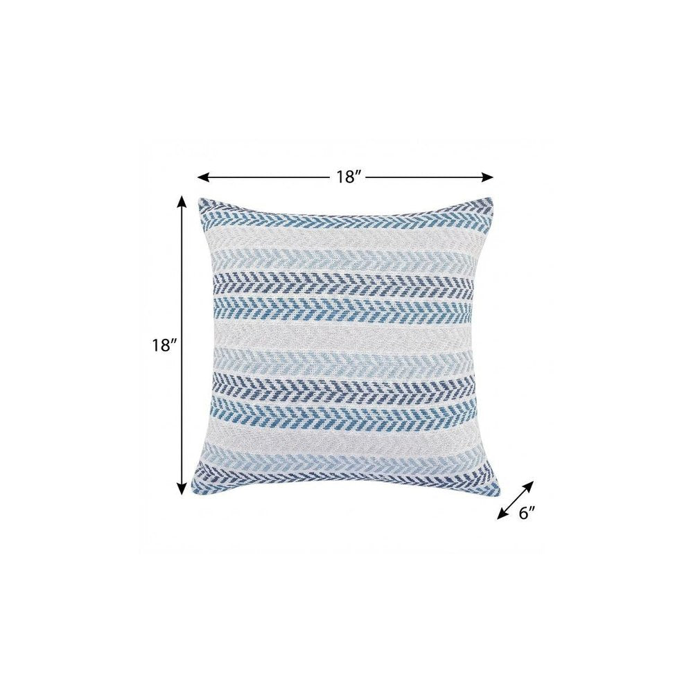 18" Green And White Chevron Cotton Throw Pillow