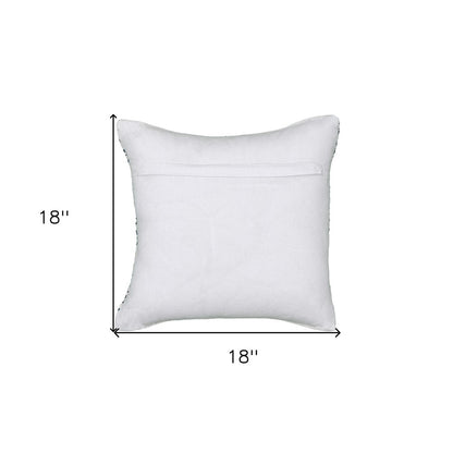 18" X 18" Blue White And Gray 100% Cotton Chevron Zippered Pillow