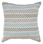 18" Light Gray Light Green And Pale Aqua Cotton Chevron Throw Pillow