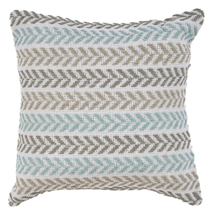 18" X 18" Blue White And Gray 100% Cotton Chevron Zippered Pillow