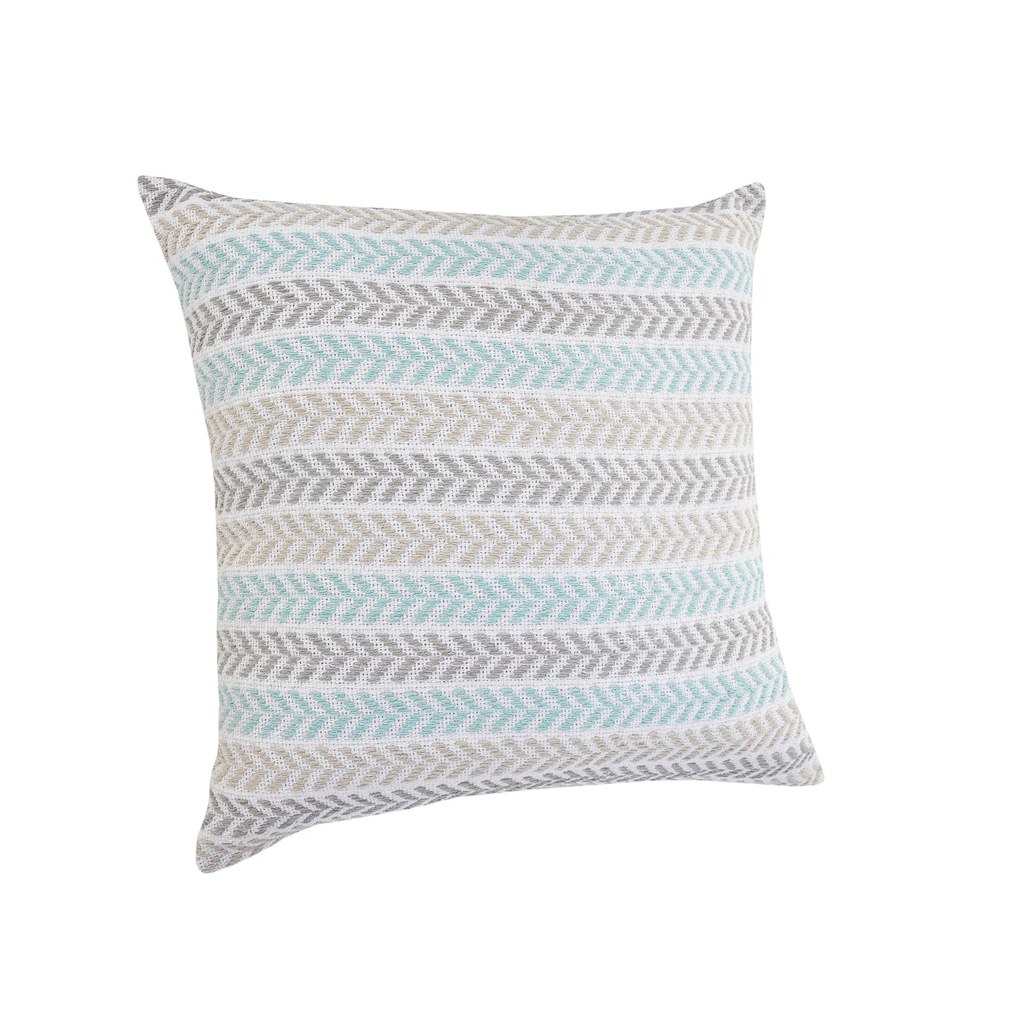 18" X 18" Blue White And Gray 100% Cotton Chevron Zippered Pillow