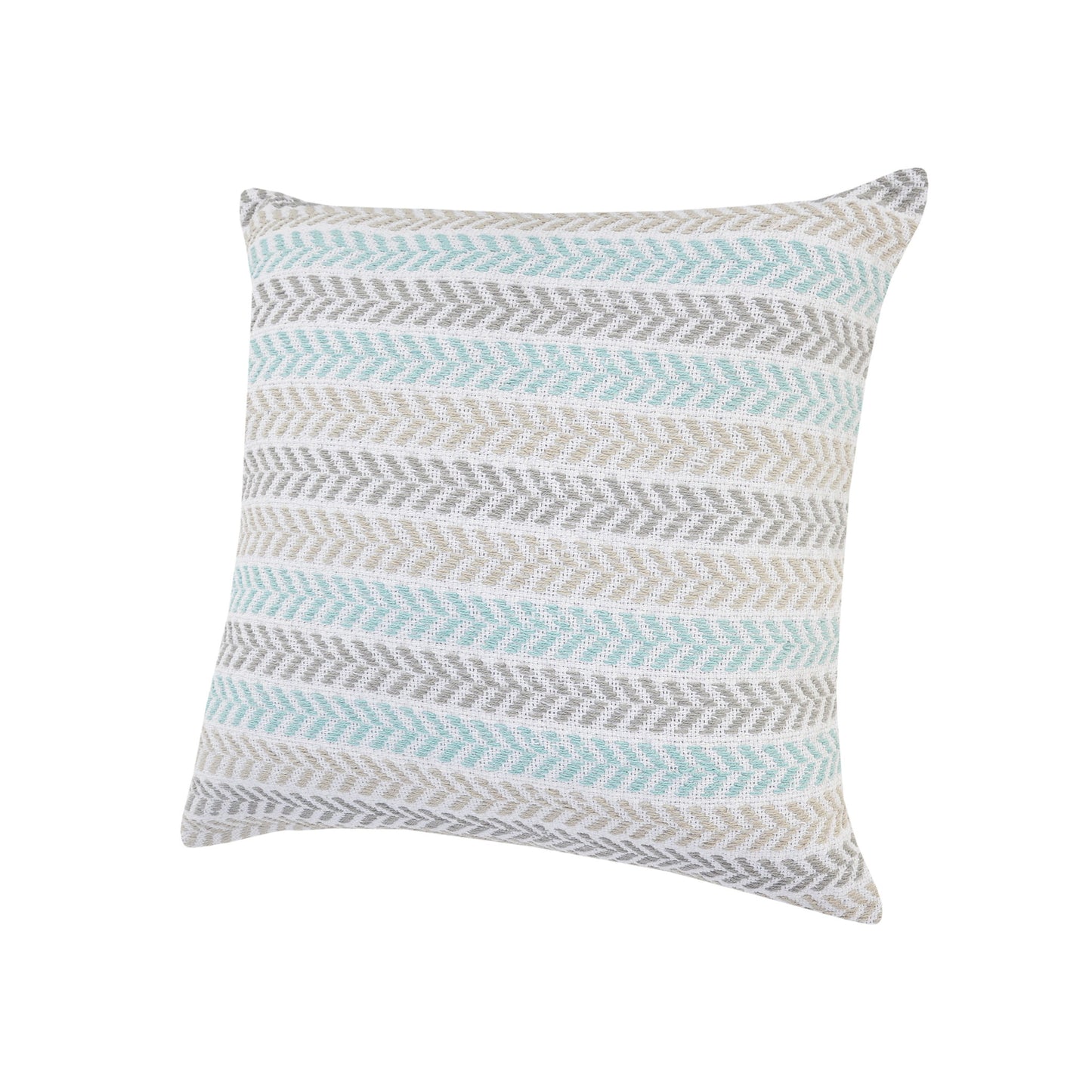 18" X 18" Blue White And Gray 100% Cotton Chevron Zippered Pillow