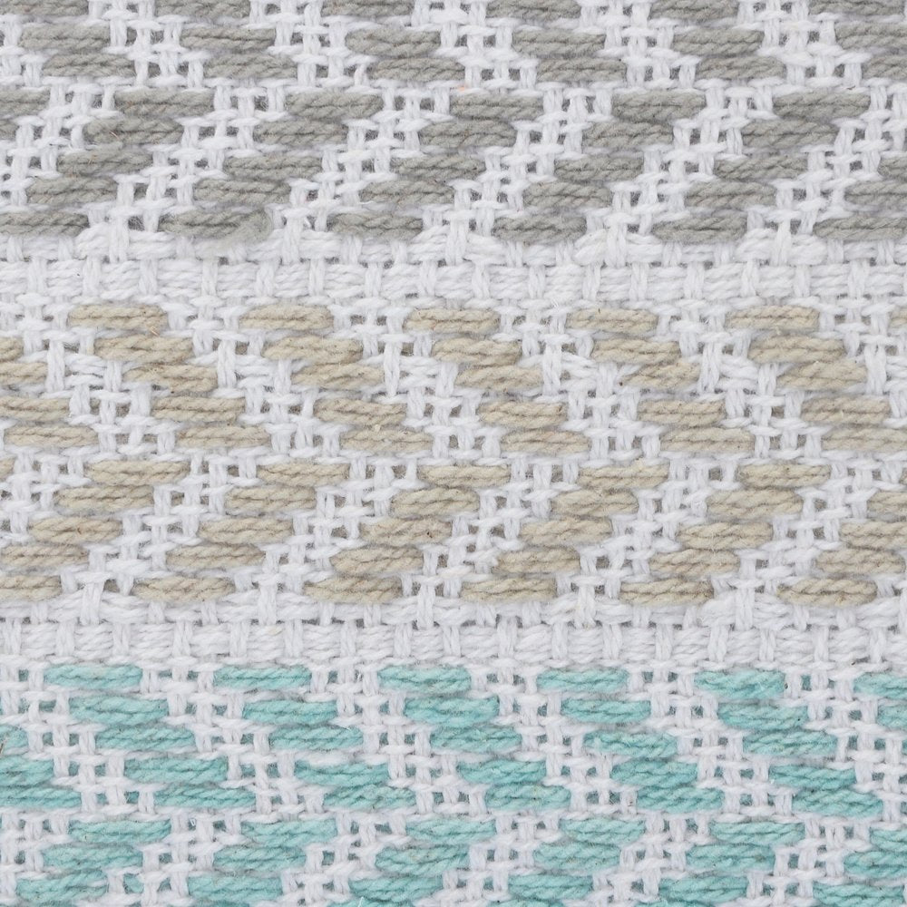 18" X 18" Green and White Chevron Cotton Zippered Pillow