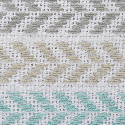 18" X 18" Green and White Chevron Cotton Zippered Pillow