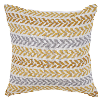 18" X 18" Blue White And Gray 100% Cotton Chevron Zippered Pillow