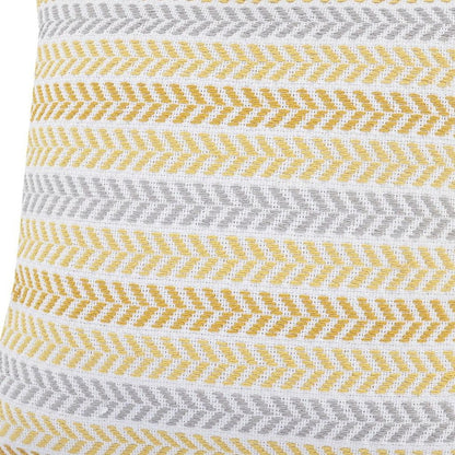 18" X 18" Blue White And Gray 100% Cotton Chevron Zippered Pillow