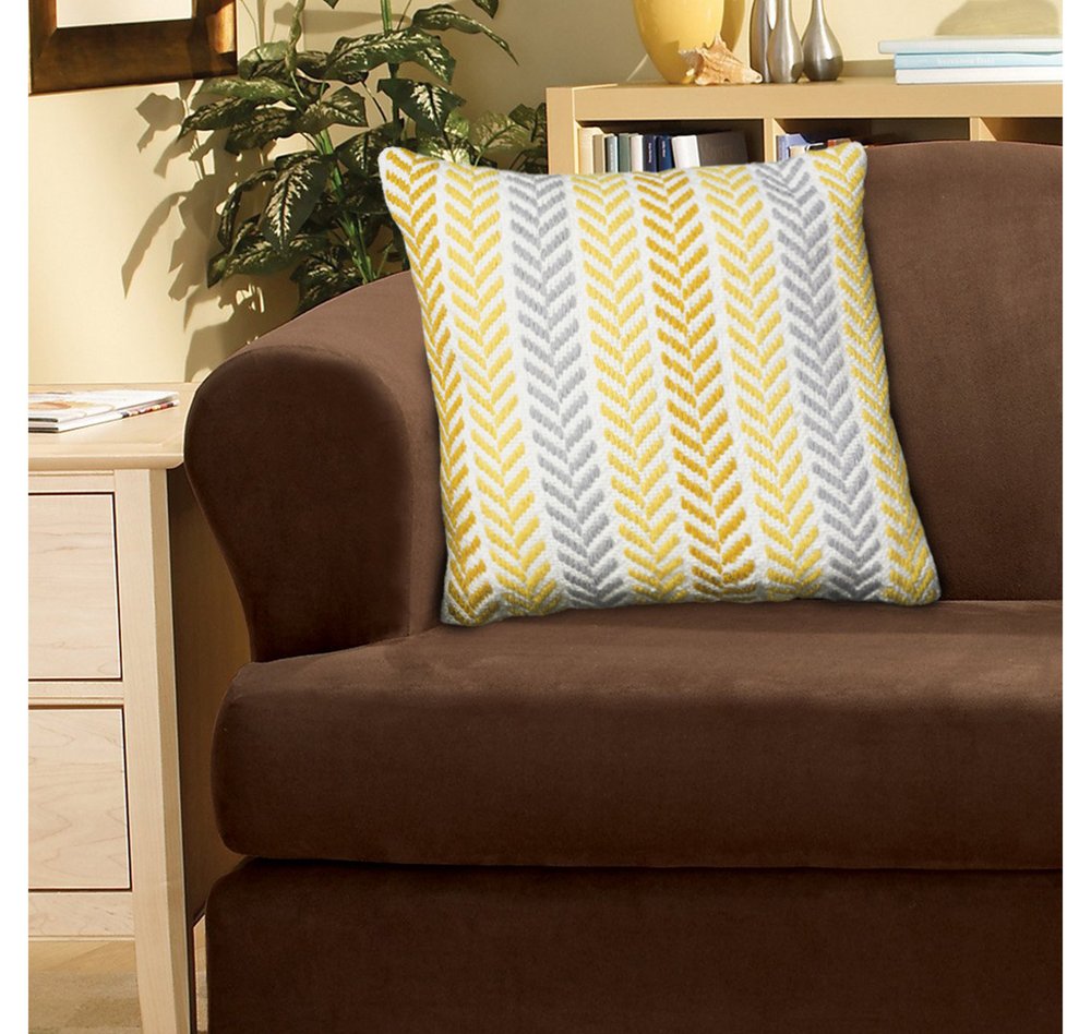 18" Gray and White Throw Pillow