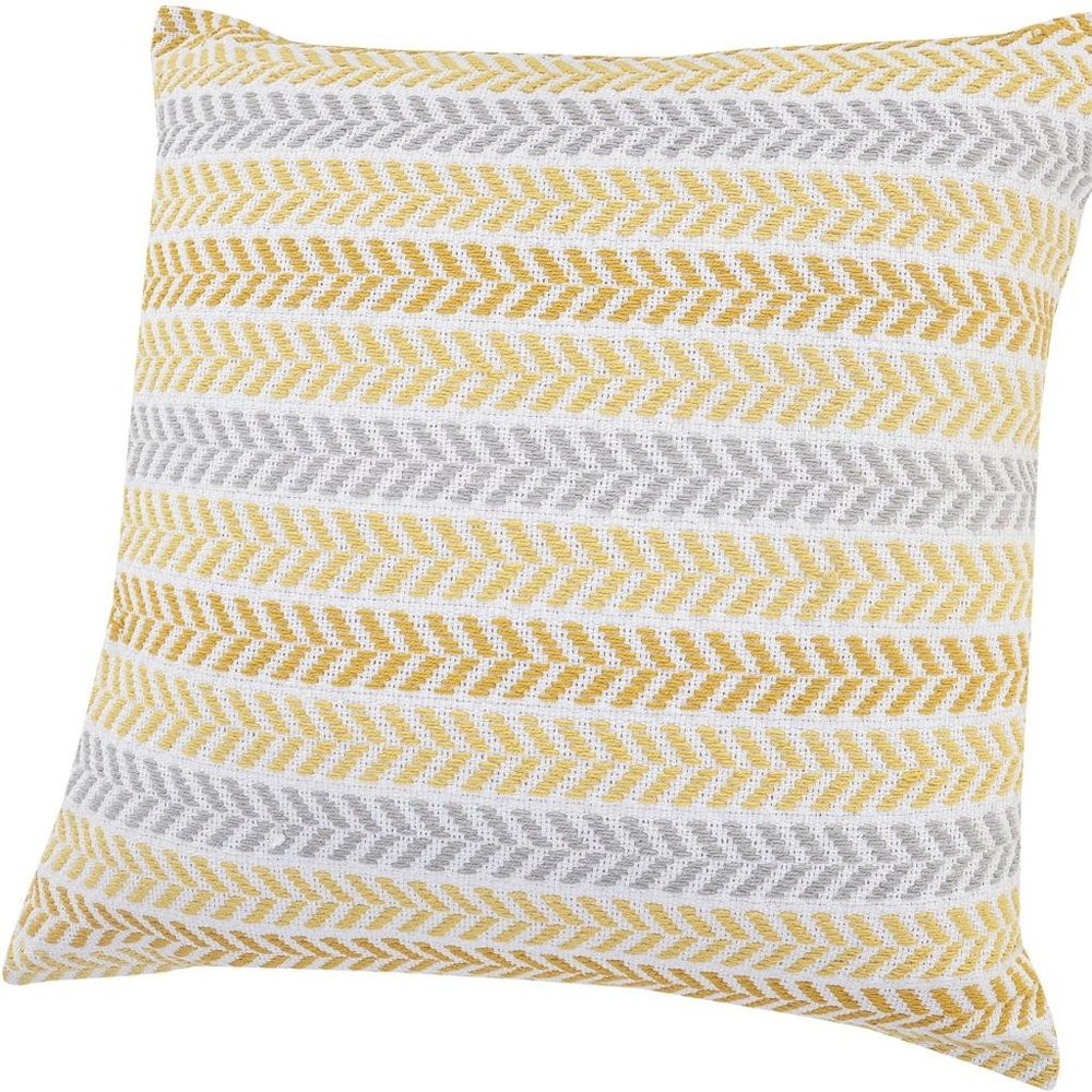 18" X 18" Blue White And Gray 100% Cotton Chevron Zippered Pillow