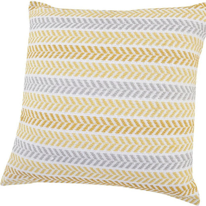 18" Light Blue And White Chevron Cotton Throw Pillow