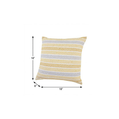 18" Light Blue And White Chevron Cotton Throw Pillow