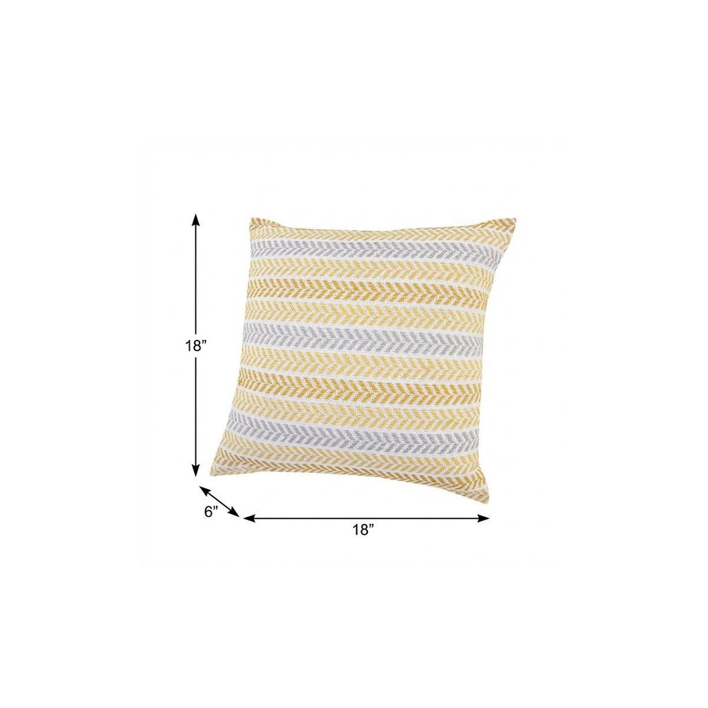 18" X 18" Blue White And Gray 100% Cotton Chevron Zippered Pillow