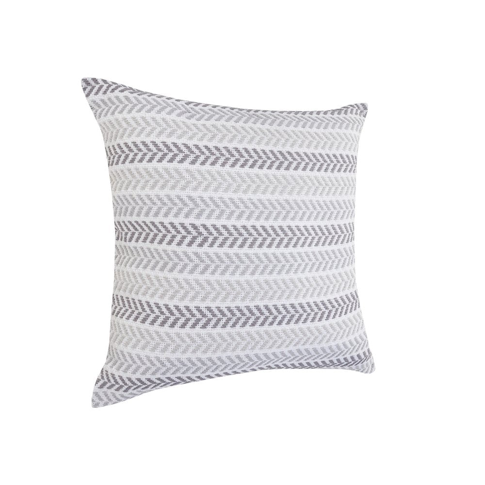 18" X 18" Blue White And Gray 100% Cotton Chevron Zippered Pillow
