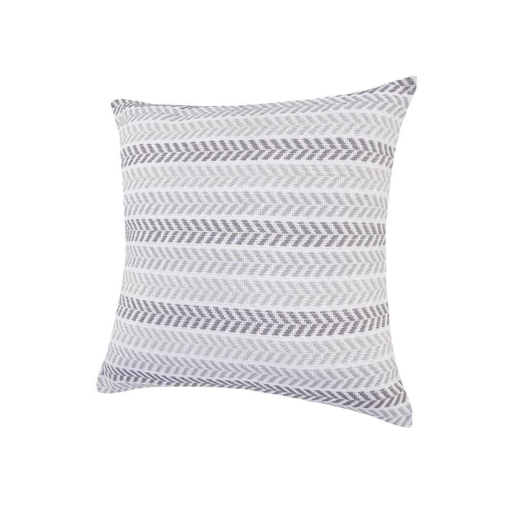 18" Light Blue And White Chevron Cotton Throw Pillow