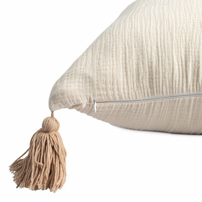 20" X 20" White And Blue 100% Cotton Zippered Pillow