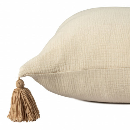 20" X 20" White And Blue 100% Cotton Zippered Pillow