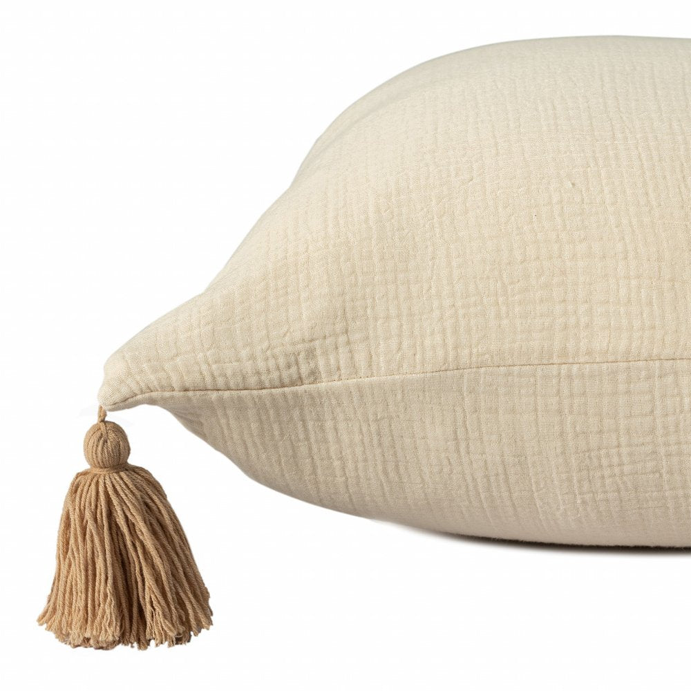 20" X 20" White And Blue 100% Cotton Zippered Pillow