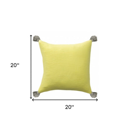 20" X 20" White And Blue 100% Cotton Zippered Pillow