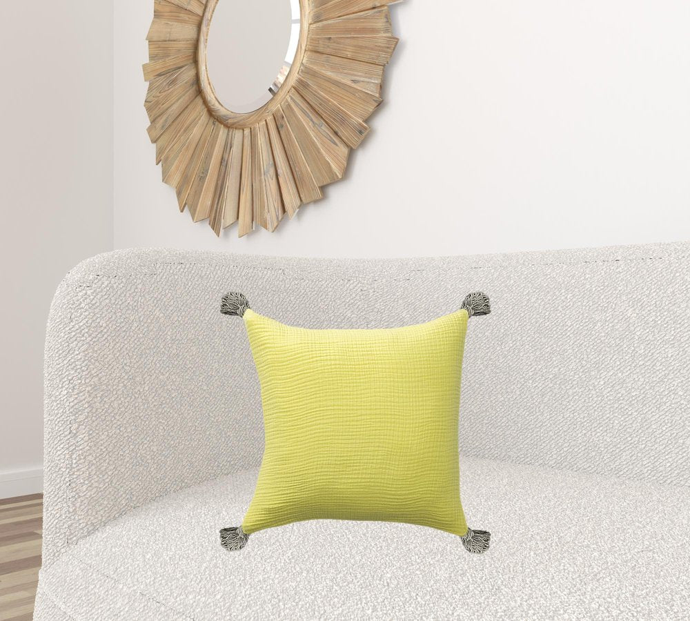 20" X 20" White And Blue 100% Cotton Zippered Pillow