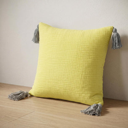 20" X 20" White And Blue 100% Cotton Zippered Pillow
