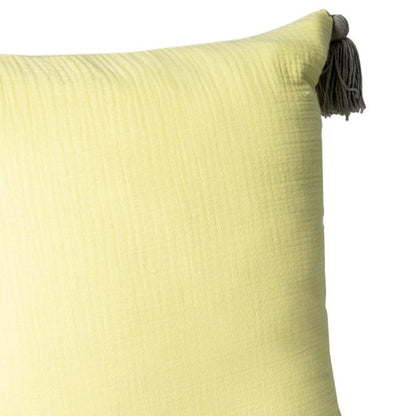 20" Yellow And Gray Cotton Throw Pillow