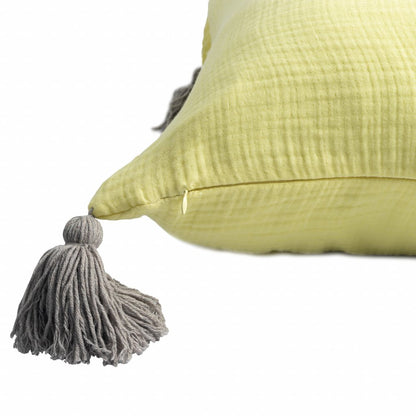 20" X 20" White And Blue 100% Cotton Zippered Pillow