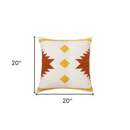 20" Yellow and White Throw Pillow