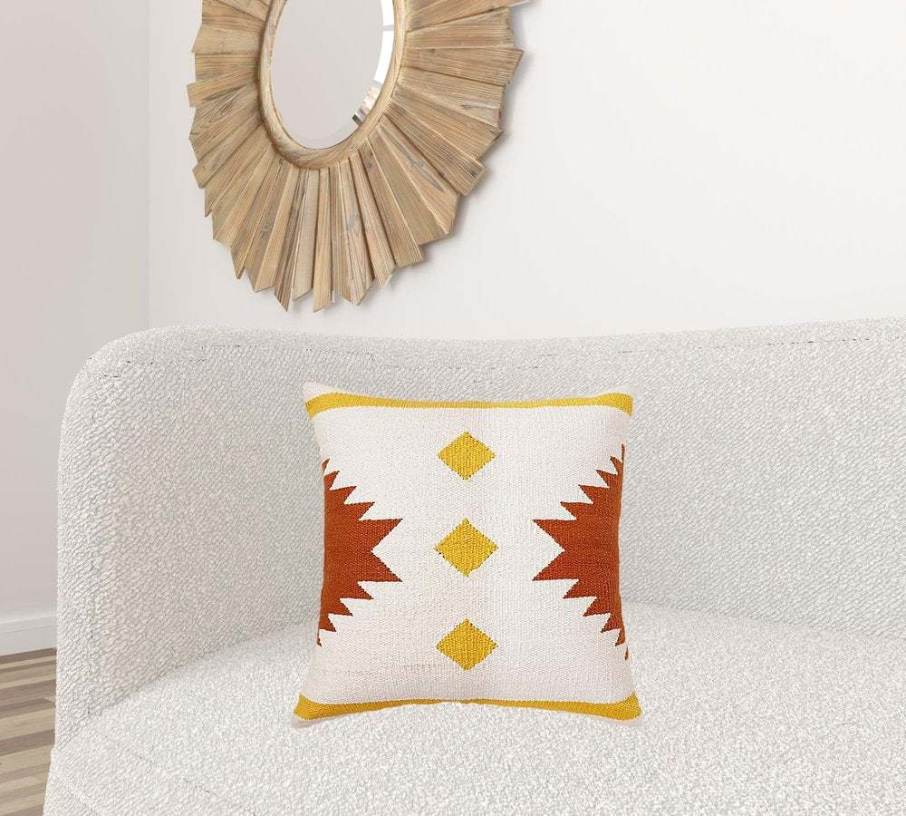 20" Yellow and White Throw Pillow