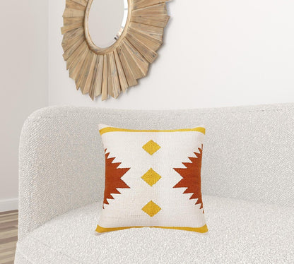 20" Yellow and White Throw Pillow