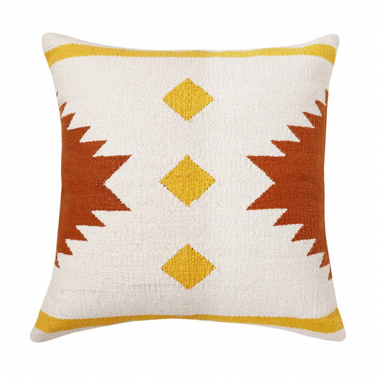 20" Yellow and White Throw Pillow