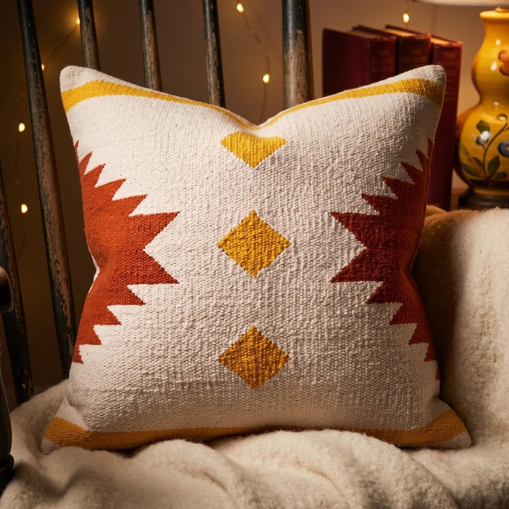 20" Yellow and White Throw Pillow