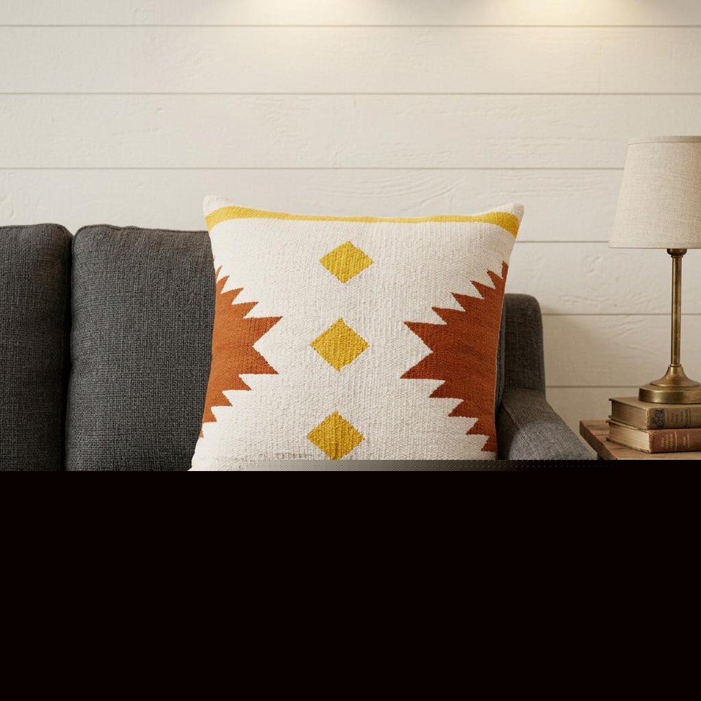 20" Yellow and White Throw Pillow