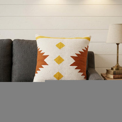 20" Yellow and White Throw Pillow