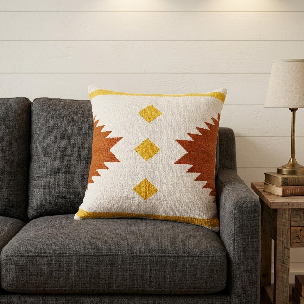 20" Yellow and White Throw Pillow