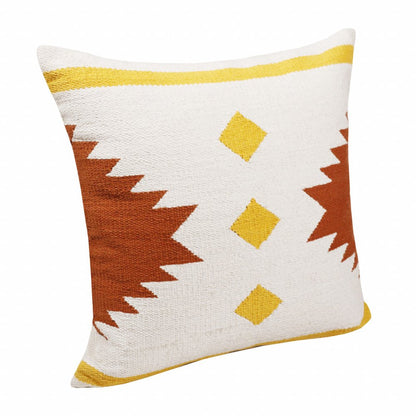 20" Yellow and White Throw Pillow