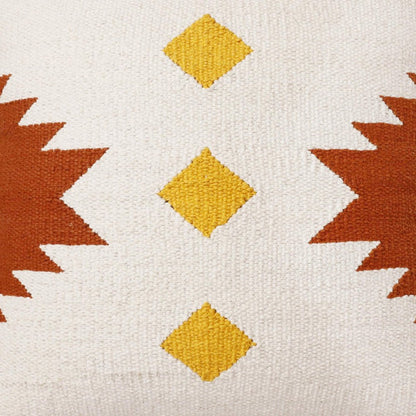 20" Yellow and White Throw Pillow