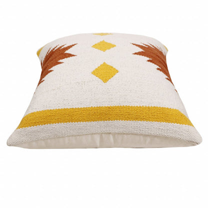 20" Yellow and White Throw Pillow