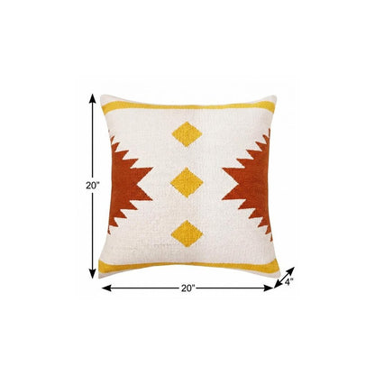 20" Yellow and White Throw Pillow