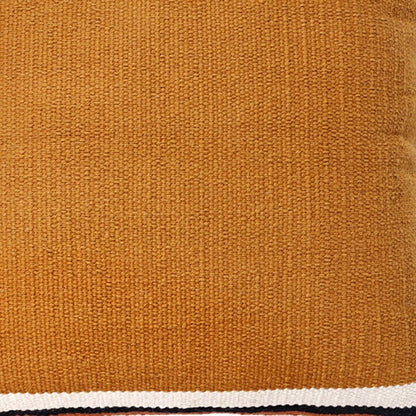 20" X 20" Orange White And Black 100% Cotton Geometric Zippered Pillow