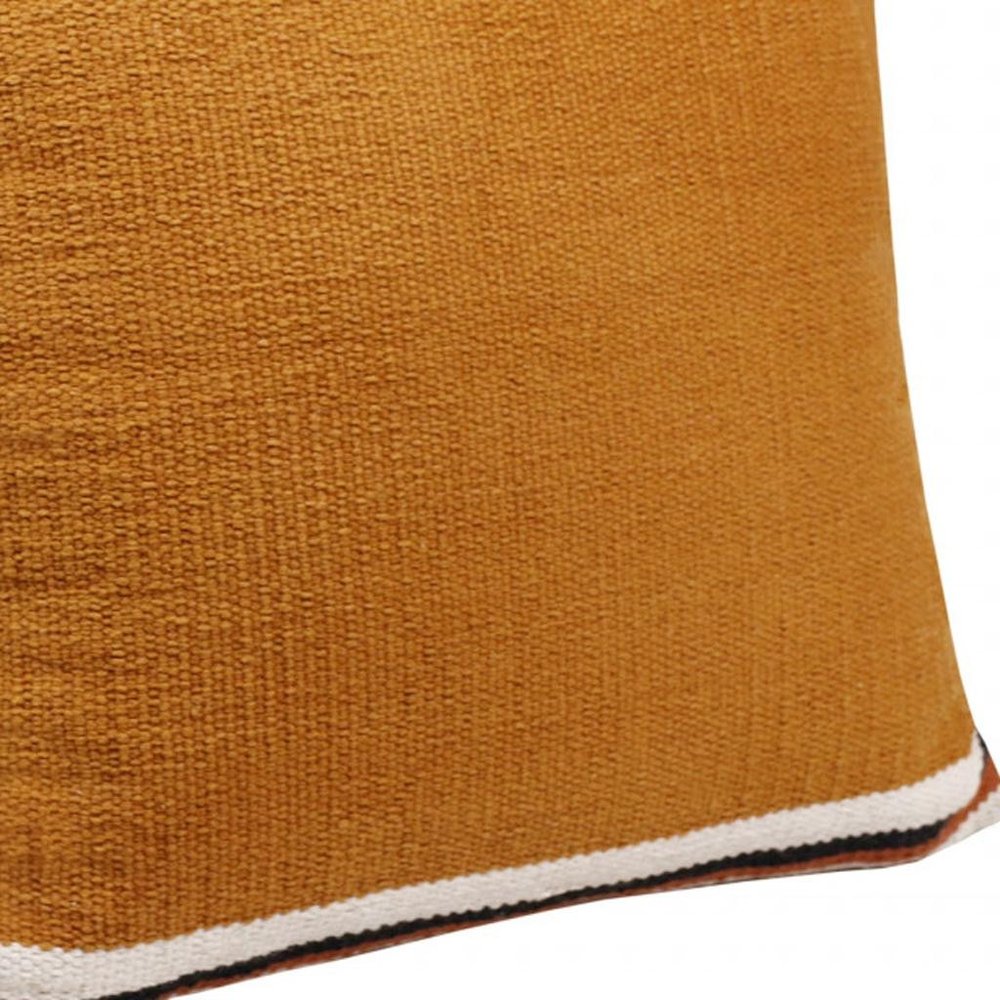 20" X 20" Orange White And Black 100% Cotton Geometric Zippered Pillow
