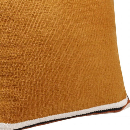 20" X 20" Orange White And Black 100% Cotton Geometric Zippered Pillow