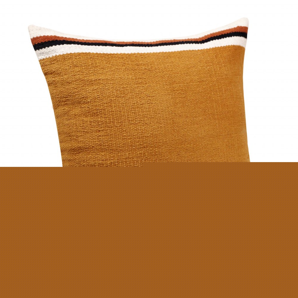 20" X 20" Orange White And Black 100% Cotton Geometric Zippered Pillow